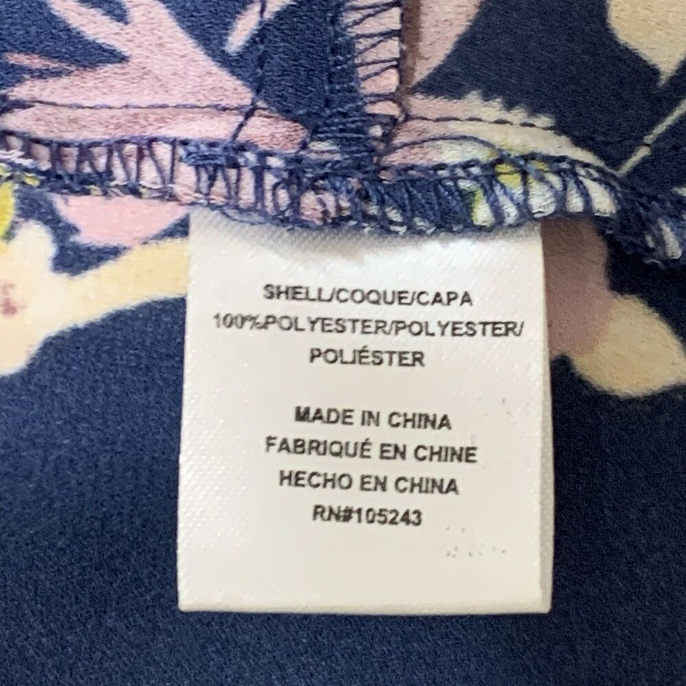 Cameo Kimono Open Front Womens Size 1X Navy Blue Floral 3/4 Sleeve Semi-Sheer - Picture 10 of 11